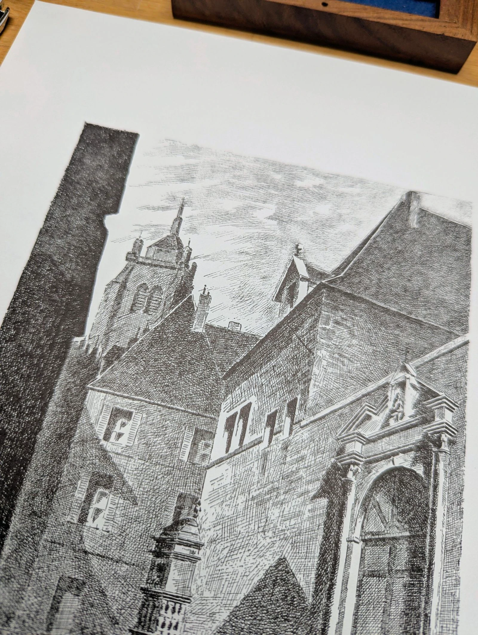 Hôtel-Dieu, Dole, Jura, gravura vintage, impressa em 1950. – photo 8
